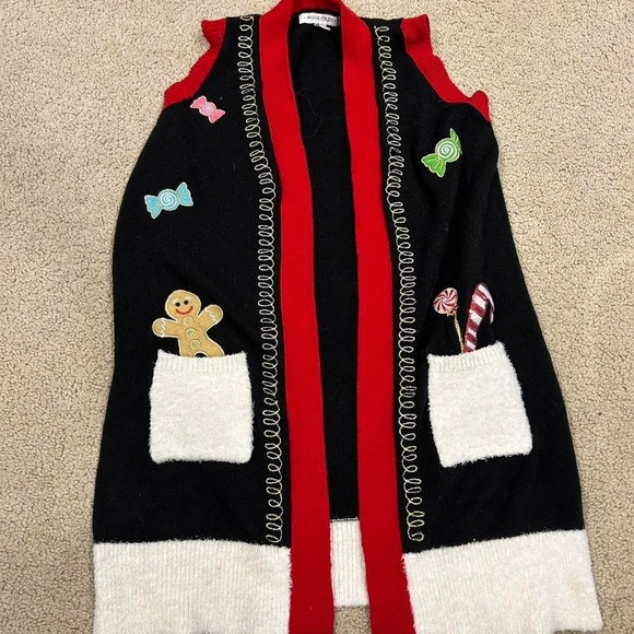 Gingerbread man Christmas sweater vest long 99 Jane street small #ChristmasVibes - Picture 1 of 4